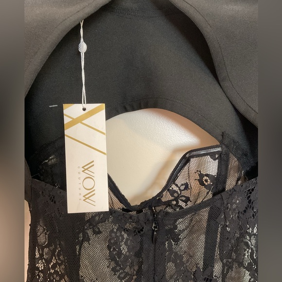 WOW Couture Sexy Bandage Black Lace Bodysuit - Size Medium - Picture 7 of 12